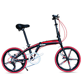 HITO 德国品牌 20寸折叠自行车超轻铝合金便携碟刹男女成人变速公路车 20寸一体轮钛色
