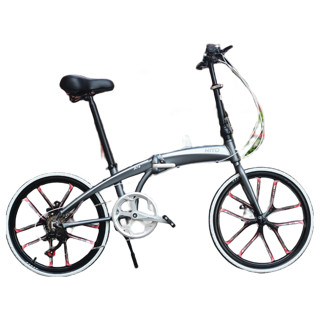 HITO 德国品牌 22寸折叠自行车超轻便携单车男女成人亲子车变速公路车 【22寸】一体轮黑色