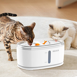 羅杰克 貓咪飲水機寵物喂水器 自動循環過濾 無線水泵雙貓出水口多寵適用