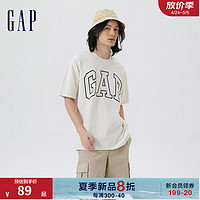 Gap夏季男女装2024夏撞色logo圆领短袖T恤纯棉544465 白色 170/92A(M) 亚洲尺码