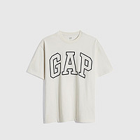 Gap 夏季男女撞色圆领短袖T恤 544465 白色 M