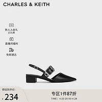 CHARLES & KEITH CHARLES&KEITH23夏季新品CK1-60920338时尚宽绊带粗跟凉鞋女 Black黑色 35