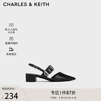 CHARLES & KEITH CHARLES&KEITH23;夏季新品CK1-60920338时尚宽绊带粗跟凉鞋女 Black黑色 35
