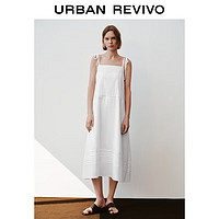 URBAN REVIVO 女士度假风休闲垂感吊带连衣裙 UWH740039 本白 XS