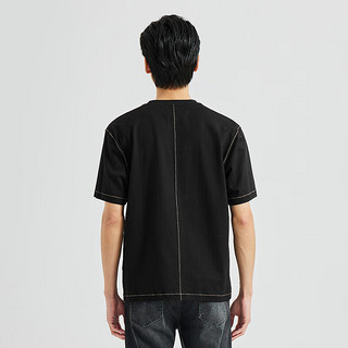 利郎纯棉短袖T恤男明线设计微阔版圆领夏季男士T恤 黑色（23XTX3271Y） 170/88A
