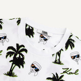 Karl Lagerfeld卡尔拉格斐轻奢老佛爷男装 24夏款KARL满印沙滩风短袖T恤 本白 50