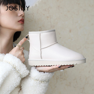 JOSINY 卓诗尼 雪地靴女款2022年新款冬季加绒棉鞋保暖加厚面包鞋防水女靴