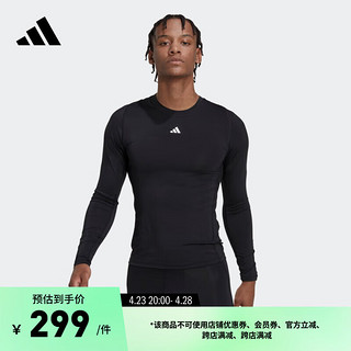 adidas 阿迪达斯 速干紧身运动健身上衣圆领长袖T恤男装阿迪达斯官方HK2336 黑色 XL