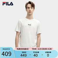 FILA 斐乐 男子针织短袖衫2024春复古骑行主题舒适T恤 云菇白-WT 180/100A/XL