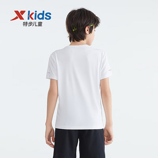 特步童装男童速干短袖T恤儿童夏装夏季中大童短T运动上衣 珍珠白 160cm