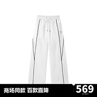 太平鸟女装2024年夏季嵌条宽松长裤A3GBE2127 白色 S