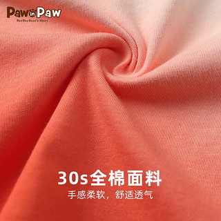 PawinPaw卡通小熊童装24年夏季男童渐变印花休闲纯棉短袖T恤 Orange橘黄色/80 110