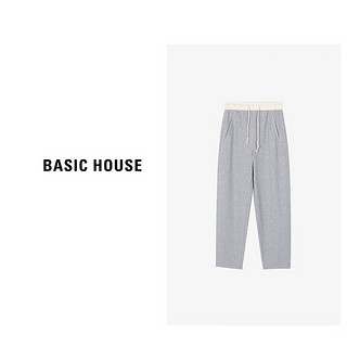 Basic House/百家好春季直筒宽松潮流抽绳休闲长裤-B0624H5S182 灰色 S85-100斤