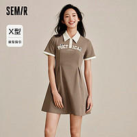 Semir 森马 观园吉联名连衣裙女字母熊猫2024夏季收腰撞色polo裙109324114026