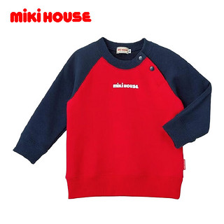 MIKI HOUSE MIKIHOUSEmikihouse儿童全棉加绒卫衣红*蓝4549473819383 红 S