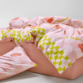 LOVO罗莱生活旗下品牌  床上三/四件套全棉卡通被套床单双人床 小红FA 1.8米床(适配220x240被芯)