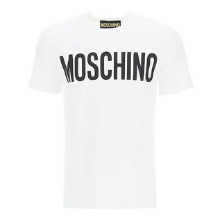 MOSCHINO 春夏圆领短袖T恤白色男女同款logo字母印花轻薄52