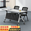 洛来宝 培训桌椅组合折叠桌会议桌长桌可移动办公桌160*60*75cm含两椅