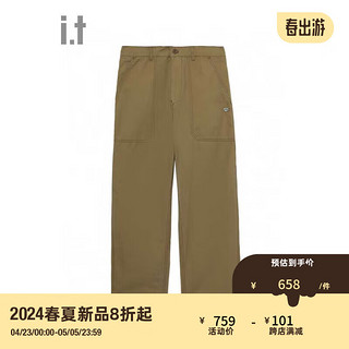 :CHOCOOLATE it 男装宽松纯色直筒裤长裤休闲裤2024春季6296X BGA/棕色 S