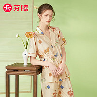 FENTENG 芬腾 睡衣女士敦煌IP联名夏季系带短袖长裤家居服套装Q9FJ25790146