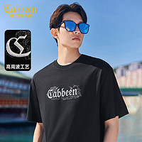 Cabbeen 卡宾 男装索罗那凉感T恤24春夏银线刺绣宽松短袖 煤黑色 M