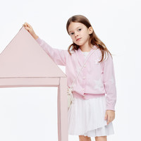 little MO&Co.little moco童装24夏装男女童长袖针织V领开衫外套KBD2CAR001 淡粉色 150/72