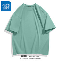 JEANSWEST 真维斯 纯色T恤男夏季220g重磅纯棉舒适透气日系男款上衣男宽松大码半袖