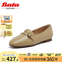 Bata 拔佳 乐福鞋女2024春季商场复古英伦风羊皮软底单鞋ART23AA4 杏色 32