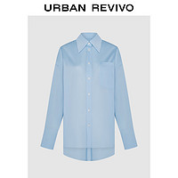 UR2024夏季女装法式小众宽松廓形显瘦开襟衬衫UWU240057 桔梗蓝 XS