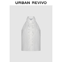 URBAN REVIVO 女士小众文艺风无袖木耳边开襟衬衫 UWU240056 本白 XS
