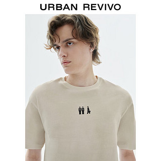 UR2024夏季男装时尚小众创意个性图案短袖T恤UMF440112 卡其灰 XS