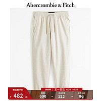 ABERCROMBIE & FITCH男装 24春夏美式时尚潮流百搭休闲亚麻混纺慢跑裤 358437-1 浅棕色织纹 L (180/86A)