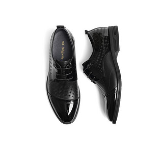 红蜻蜓商务皮鞋2024商务正装皮鞋男士透气通勤男士德比鞋WHL24080 黑色 38