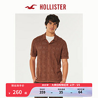 HOLLISTER24春夏美式短袖镂空缝线针织衬衫 男 358313-1 深棕色 XXL (185/124A)