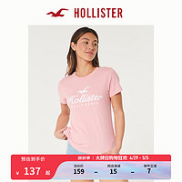 HOLLISTER24夏季美式宽松印花棉质图案短袖T恤 女 KI357-3261 粉色 M (165/92A)