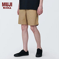 无印良品（MUJI） 男式 水洗 平纹 短裤 男士短裤子夏季款 休闲裤宽松 AED10A4S 浅米色 L 175/88A