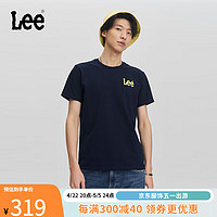 Lee24春夏修身版圆领Logo印花男短袖T恤LMT007521K99 藏青色 XL