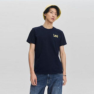 Lee24春夏修身版圆领Logo印花男短袖T恤LMT007521K99 藏青色 XL