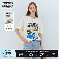 Teenie Weenie小熊2024年夏季多巴胺时尚宽松短袖T恤休闲时髦 乳白色 160/S