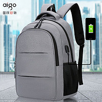 aigo 爱国者 男士双肩包笔记本电脑背包学生书包大容量旅行出差通勤背包