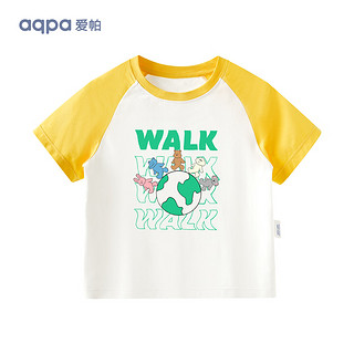 aqpa 爱帕儿童撞色短袖T恤夏季男女童宝宝上衣防晒 松花黄 80cm