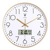 POLARIS 北极星 挂钟客厅钟表14英寸简约家用万年历温度挂表 金色