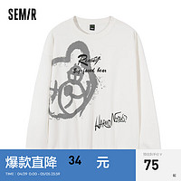 Semir 森马 卫衣男春涂鸦印花街头风潮酷时尚个性休闲韩版落肩上衣 本白1100 175/92A/L