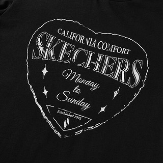 斯凯奇（Skechers）雅钻系列女子针织短袖T恤衫L124W051 碳黑/0018 M