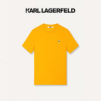 Karl Lagerfeld卡尔拉格斐轻奢老佛爷男装 24夏款KLlogo刺绣7舒适短袖T恤 橙色 50