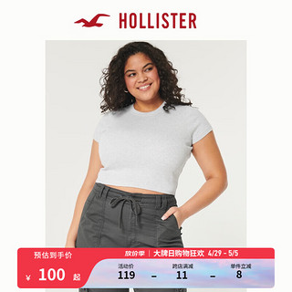 HOLLISTER24春夏美式风棉质圆领短袖短款 T 恤 女 KI339-3538 浅麻灰色 S (165/88A)