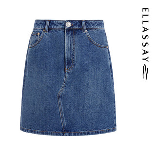 歌力思（ELLASSAY）2024夏季通勤百搭甜酷有型包臀牛仔短裙女EWW352N01300 秘鲁蓝 XS