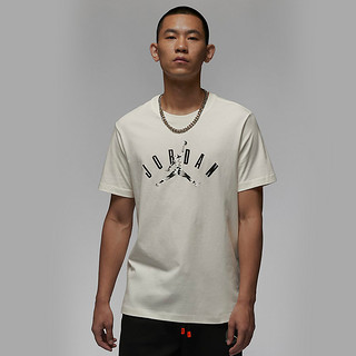 NIKE 耐克 Jordan 字母Logo图案印花运动休闲圆领短袖T恤 男款 白色 FB7366-133