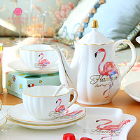 品来运 创意咖啡具套装下午茶茶具家用欧式咖啡杯碟时尚火烈鸟英式茶壶 火烈鸟6件套（1壶2杯2碟1托盘）