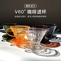 大号锥形手冲咖啡滤杯 V60透明过滤杯小号螺纹滴漏式过滤器咖啡具